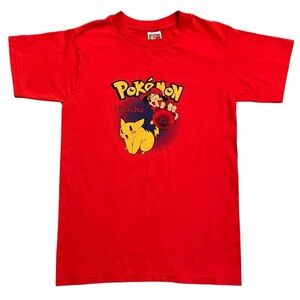 Vintage 90s Pokémon Pikachu Baby Tee Y2K Fitted Youth S Red Fits Women’s XS/S